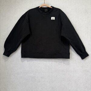 Jordan Sweatshirt Womens XS Black Oversized Pullover Fleece Crewneck Jumpman